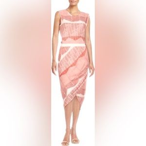 BCBG Maxazria, Mikela Jersy Sheath sleevless midi dress size M, pink clay color